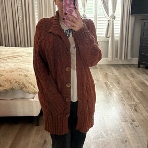 Free People Warm Brown Knit Pullover